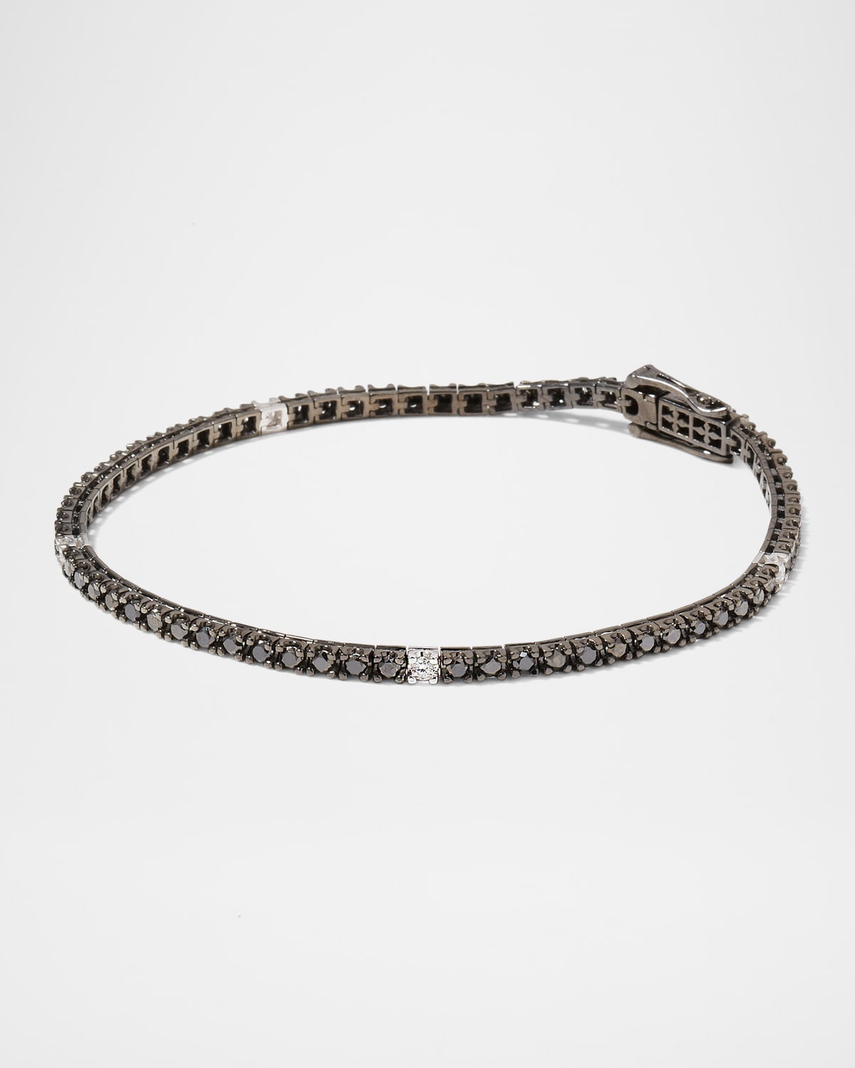 18K White Gold and Black Rhodium Black and White Diamond Tennis Bracelet