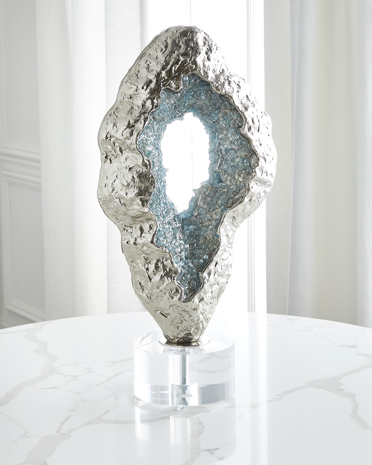 JOHN-RICHARD COLLECTION FLUCTUATING BLUE GEODE SCULPTURE 