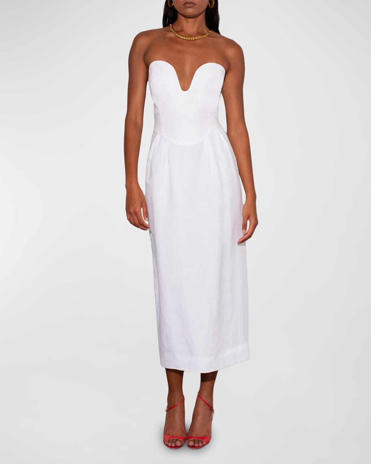 Mara Hoffman Isla Strapless Midi Dress In White
