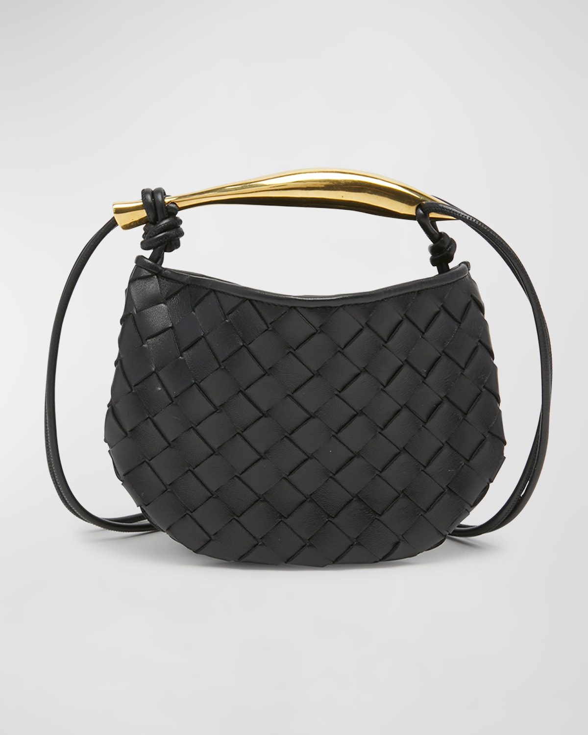 Bottega Veneta Medium Leather Sardine Shoulder Bag In Black Brass