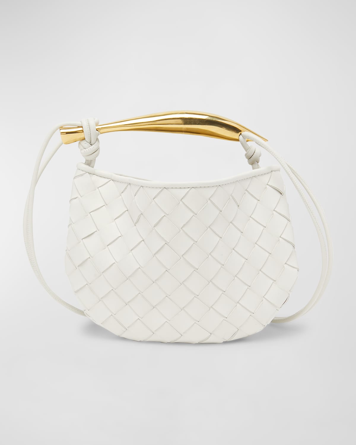 Bottega Veneta Mini Sardine Intrecciato Top-handle Bag In Chalk-m Brass