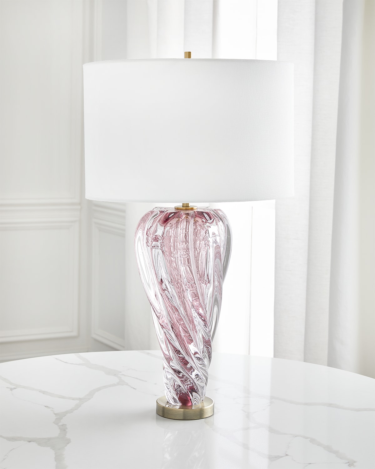 Rose Pink Art Glass Table Lamp