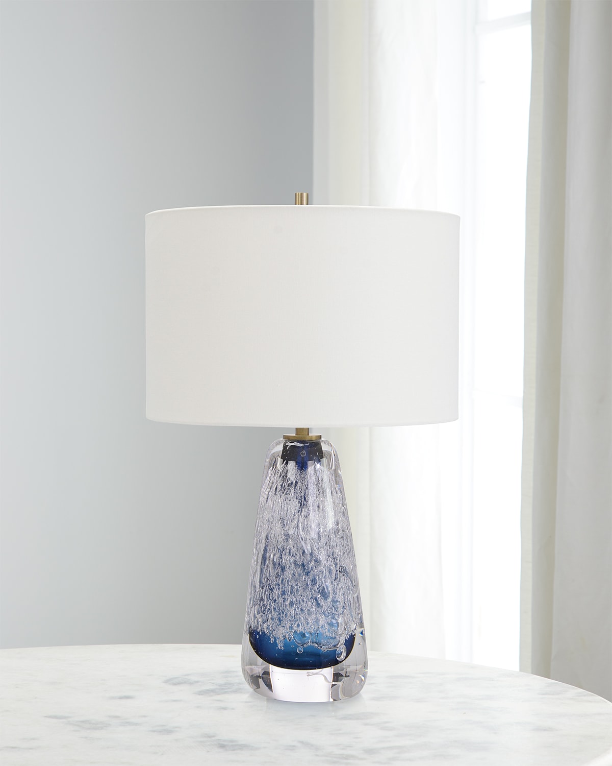 Sapphire Blue Art Glass Table Lamp