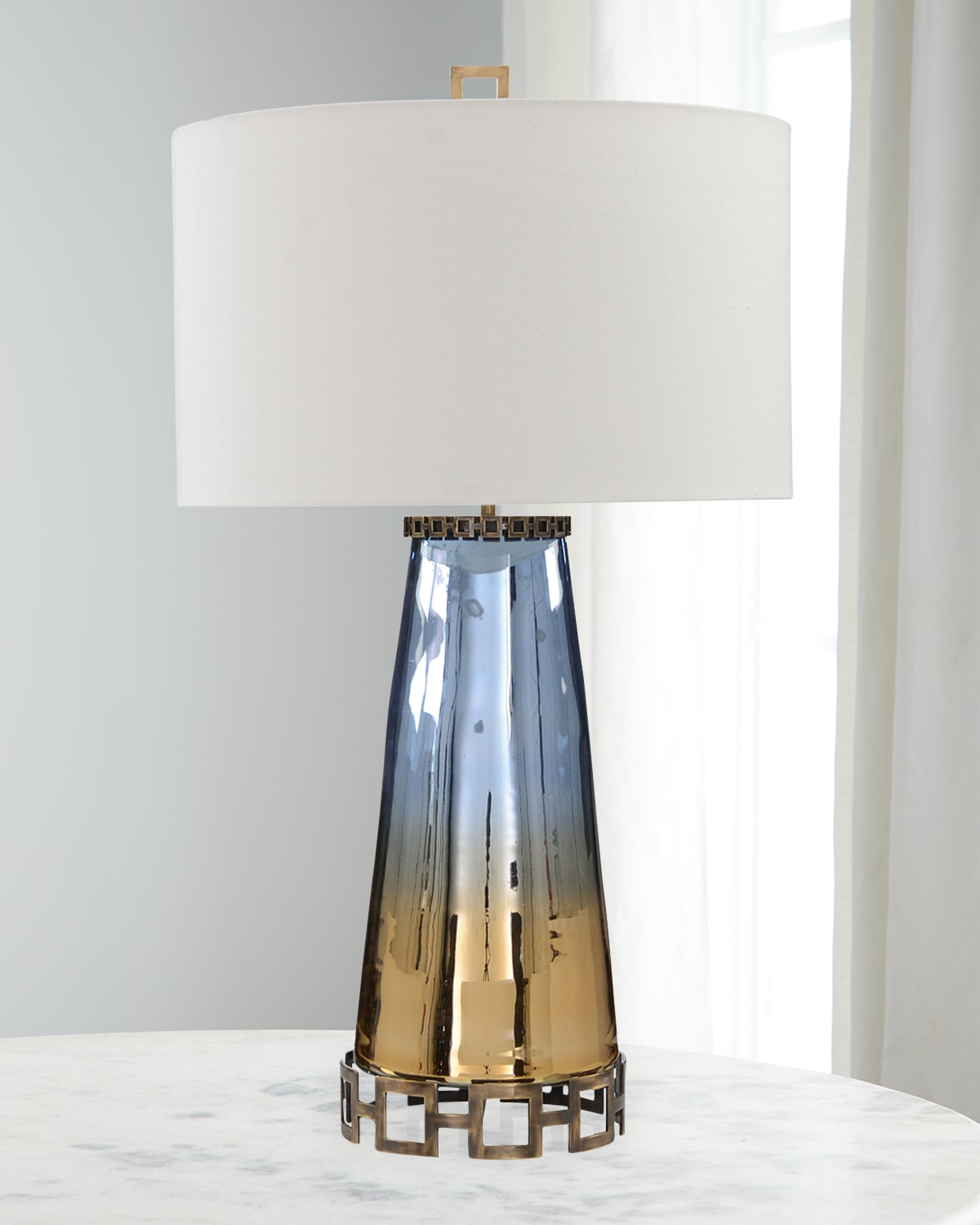Sapphire Blue & Cognac Glass Table Lamp