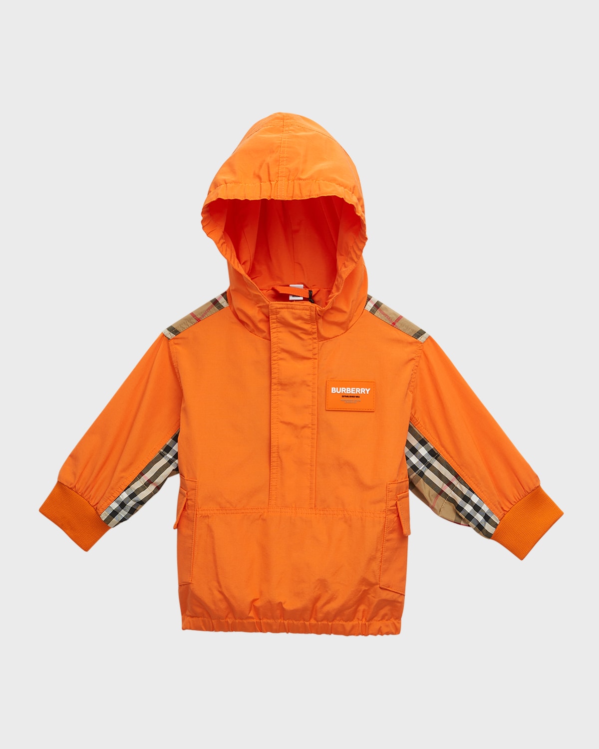 Burberry Kids' Baby Boy's & Little Boy's Wilder Check Half-zip Jacket In Light Coral Orange