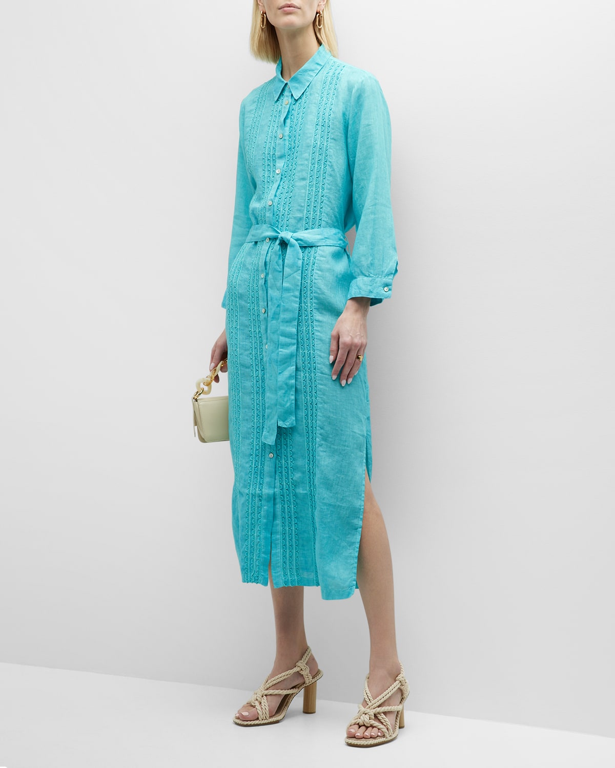 knee length dresses for ladies Slip On Linen Shirt Dress main image 0