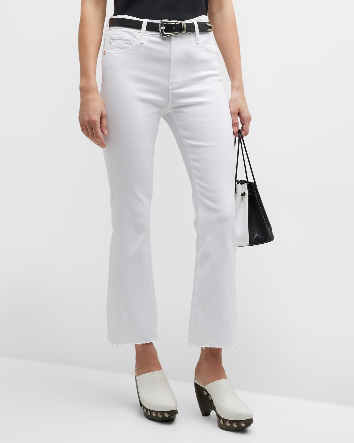 Shop Ag Farrah Cropped Bootcut Jeans In Aesthetic White