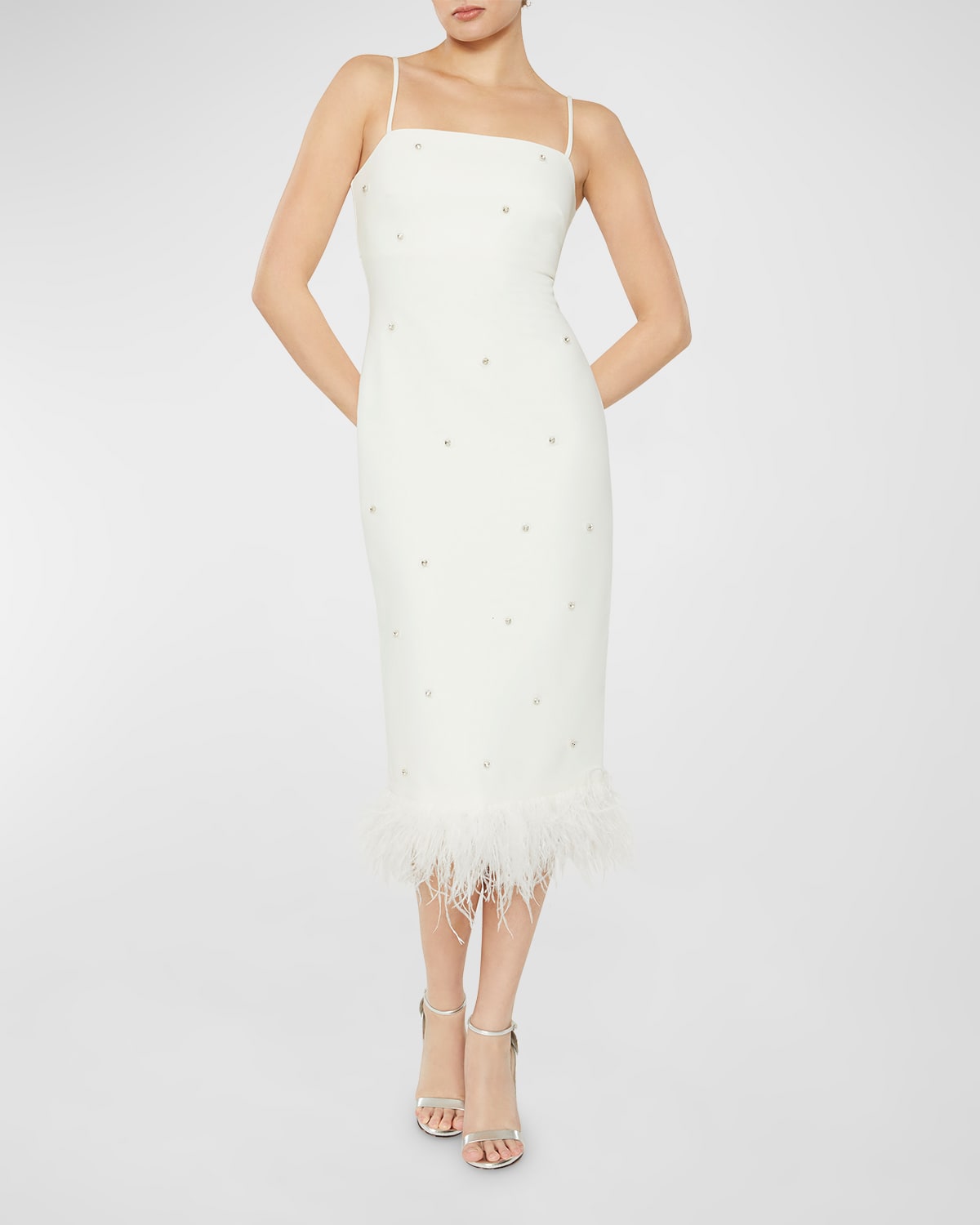 Likely Electra Embellished Feather-Hem Midi Dress