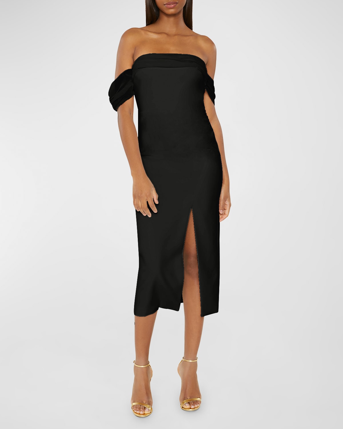 LIKELY PAZ OFF-SHOULDER MIDI SLIT DRESS