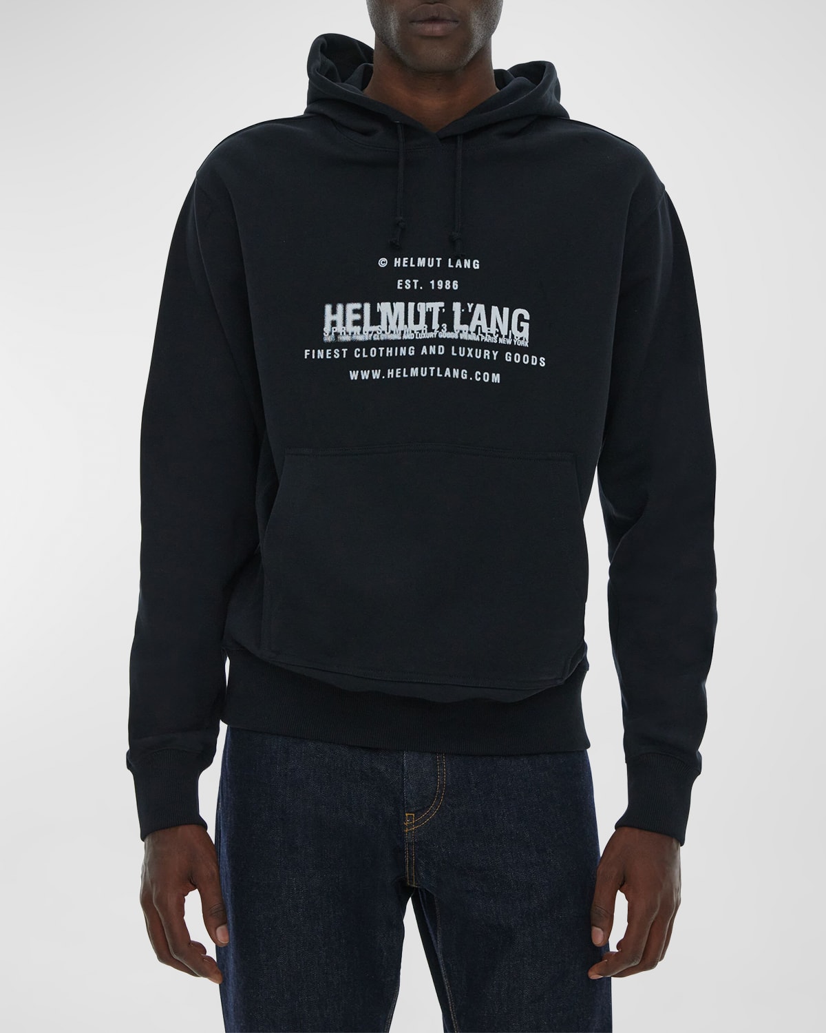 Helmut Lang Pullover Logo Spray Hoodie In Black