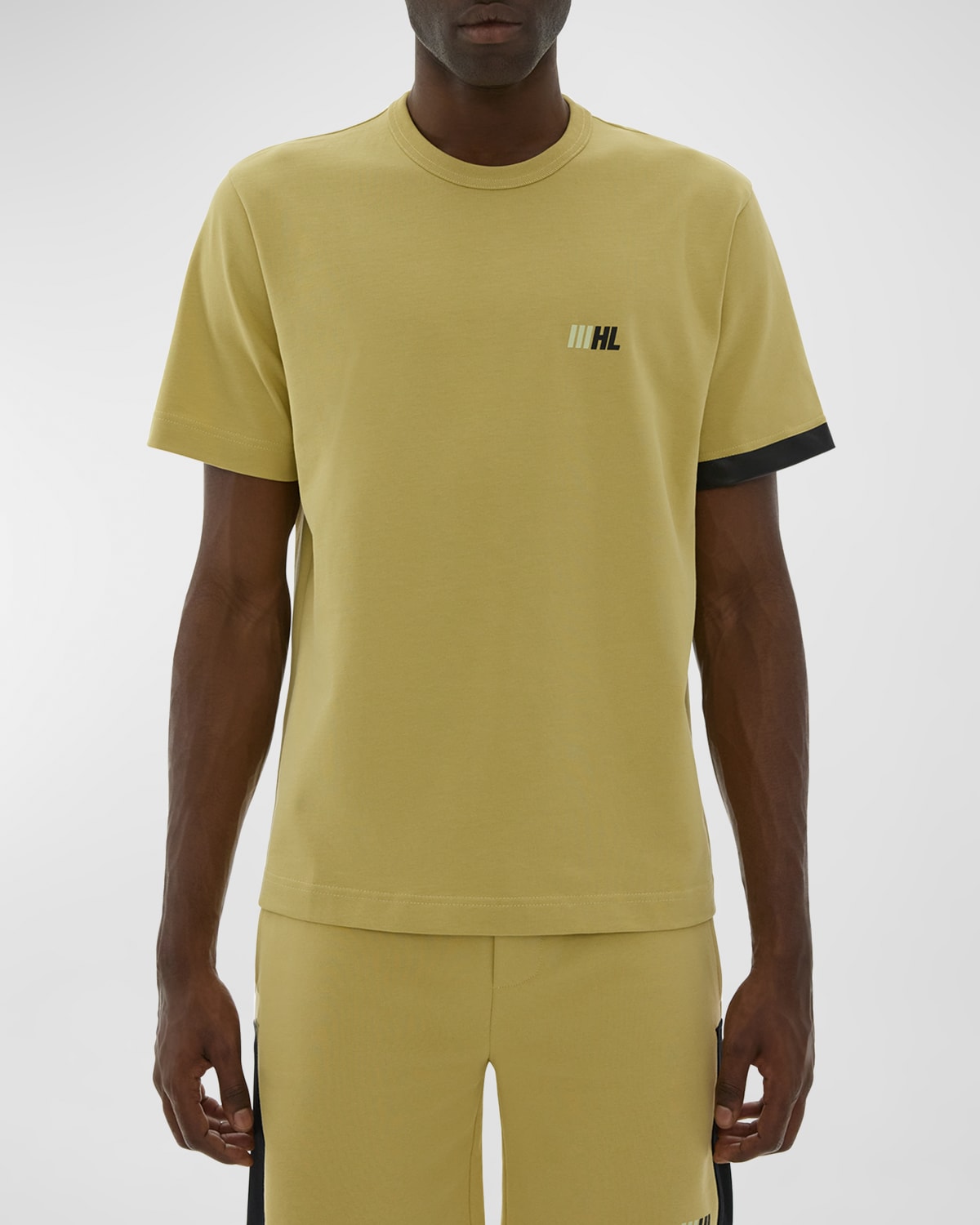 Helmut Lang Men's Slant Logo-print Cotton T-shirt In Unfrm Khki