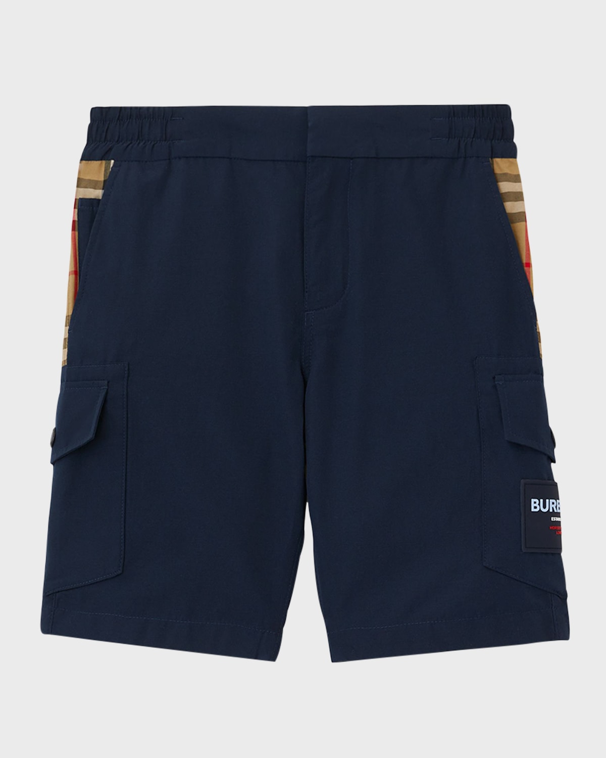 Burberry Little Boy's & Boy's Check Cargo Shorts In Deep Charcoal Blu