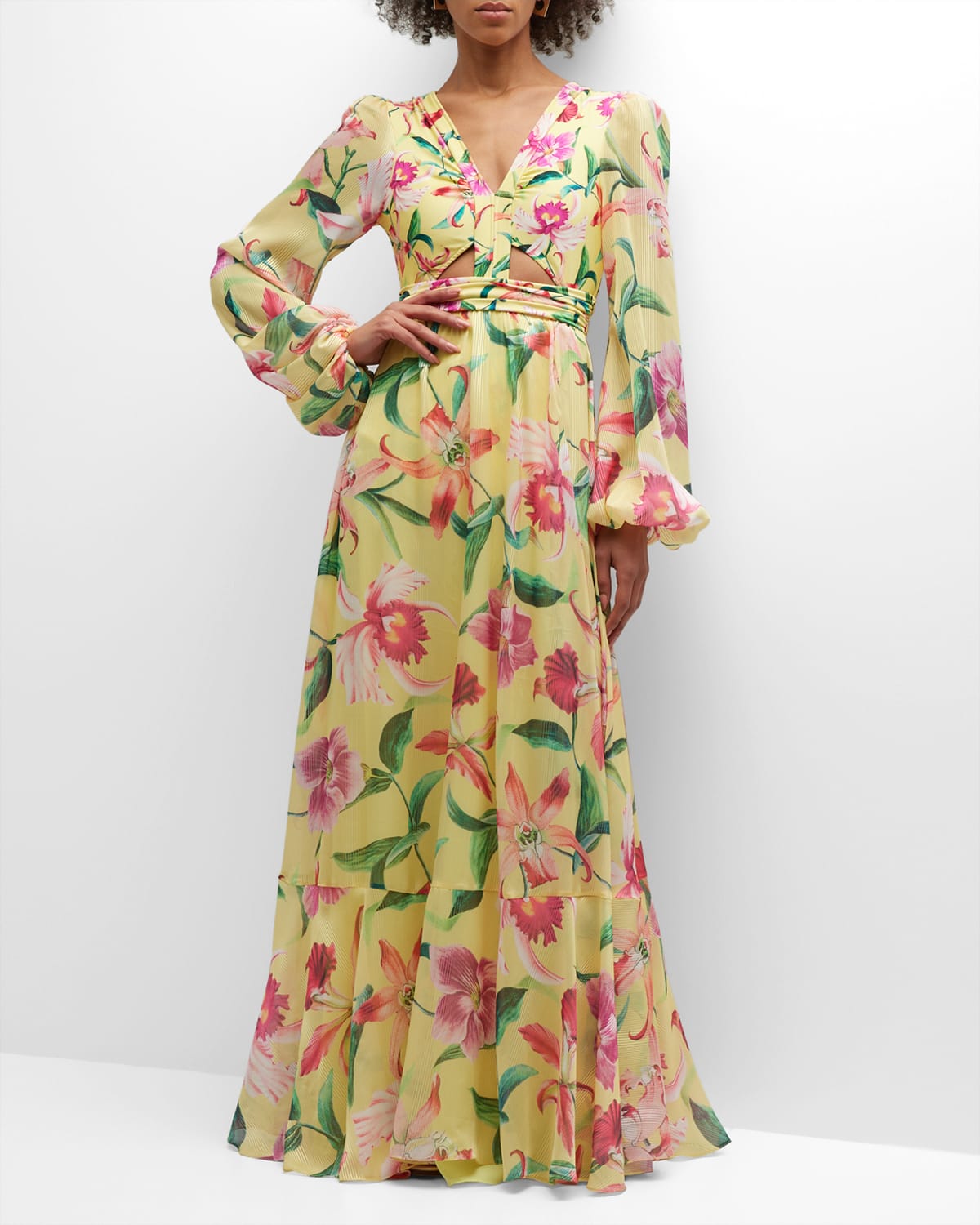 Patbo Laelia Cutout Maxi Dress In Canary