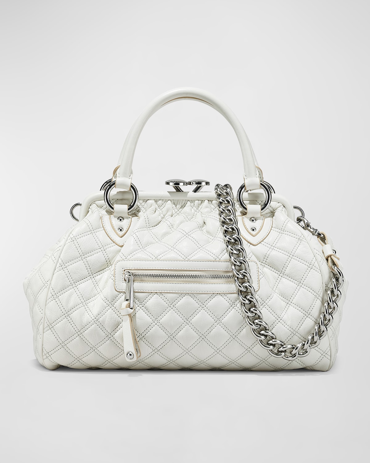 Marc Jacobs Re-edition Quilted Leather Stam Bag In Cloud White