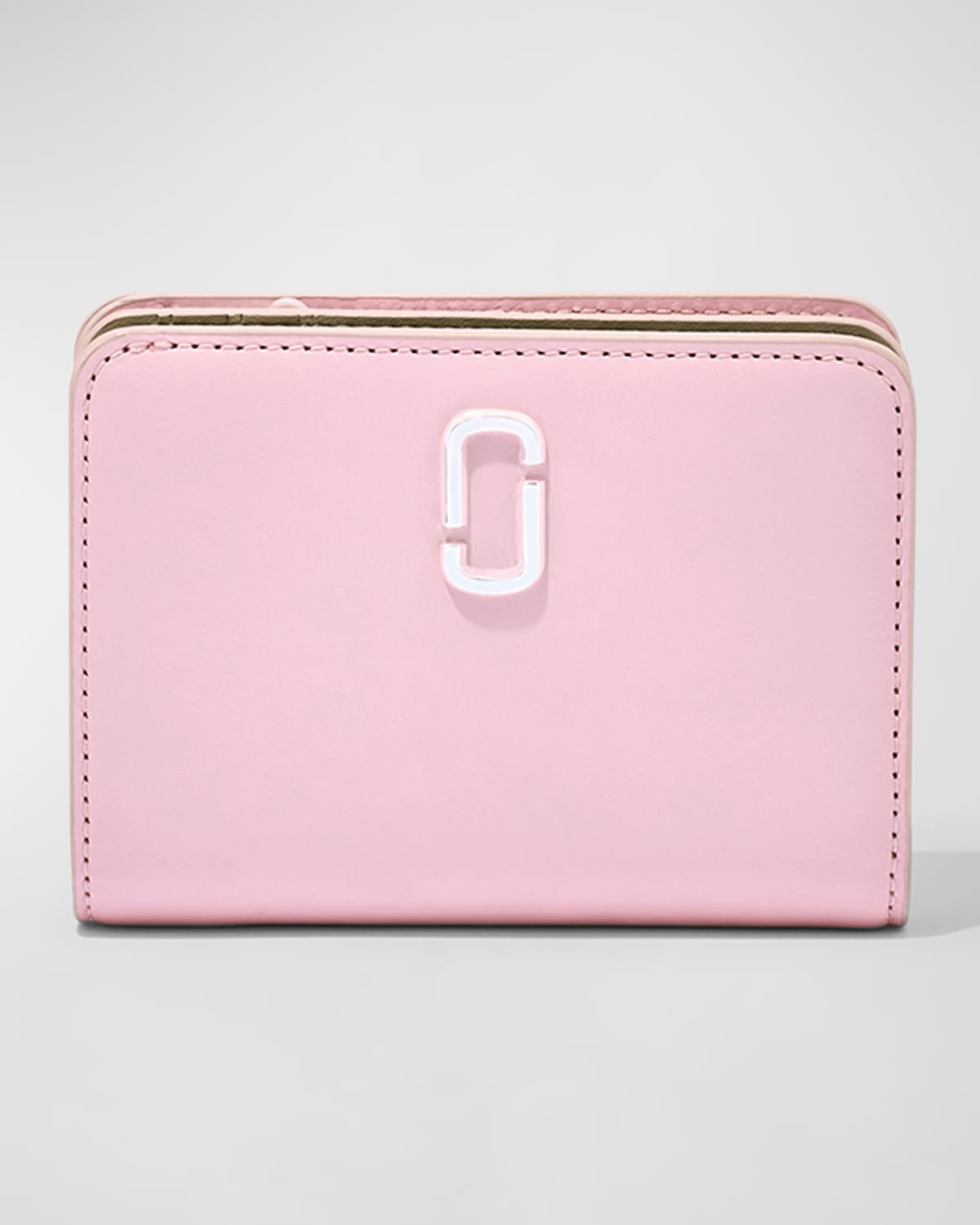 Marc Jacobs The J Marc Mini Compact Wallet In Bubblegum/nickel