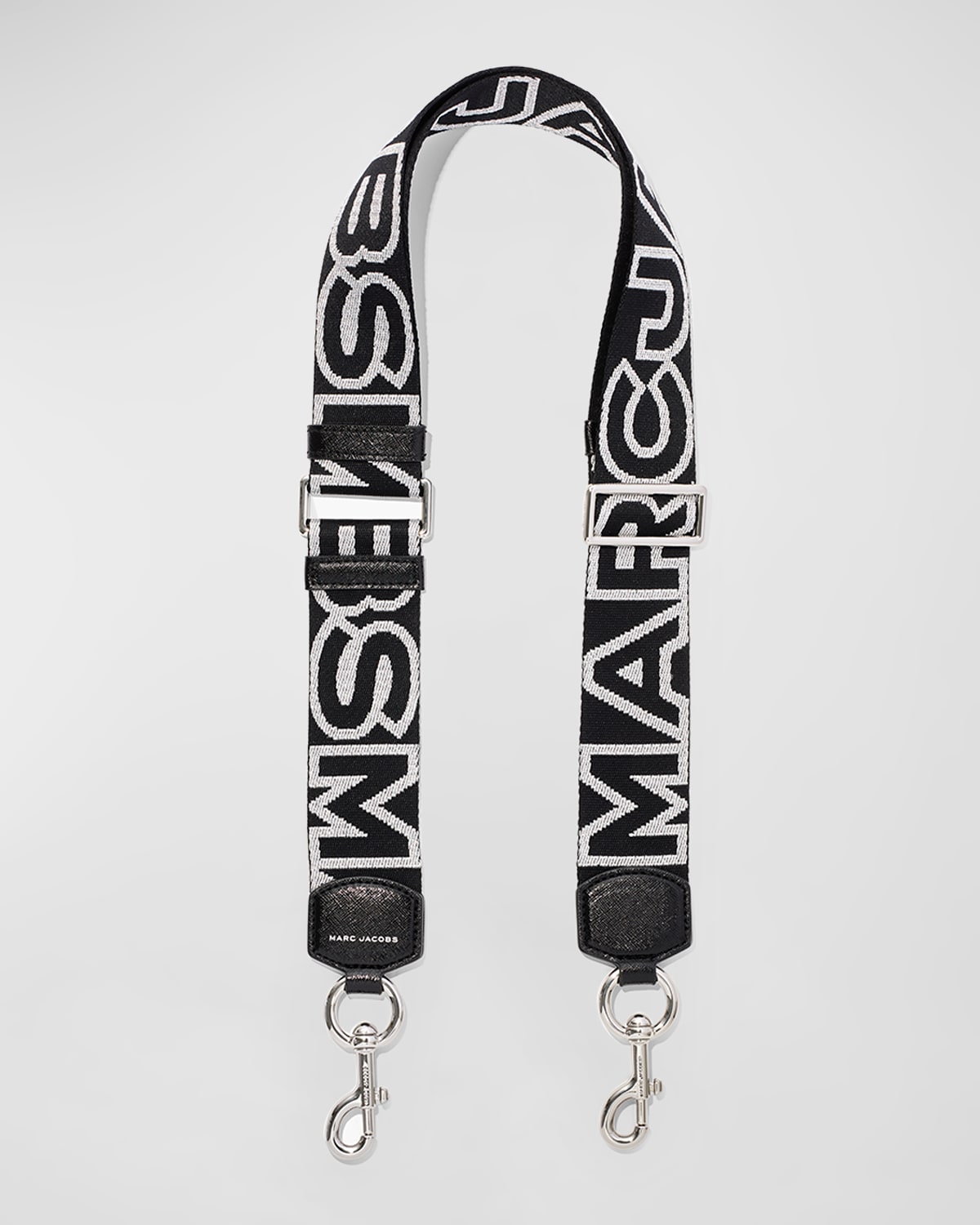 Marc Jacobs The Outline Monogram Webbing Strap In Black/silver