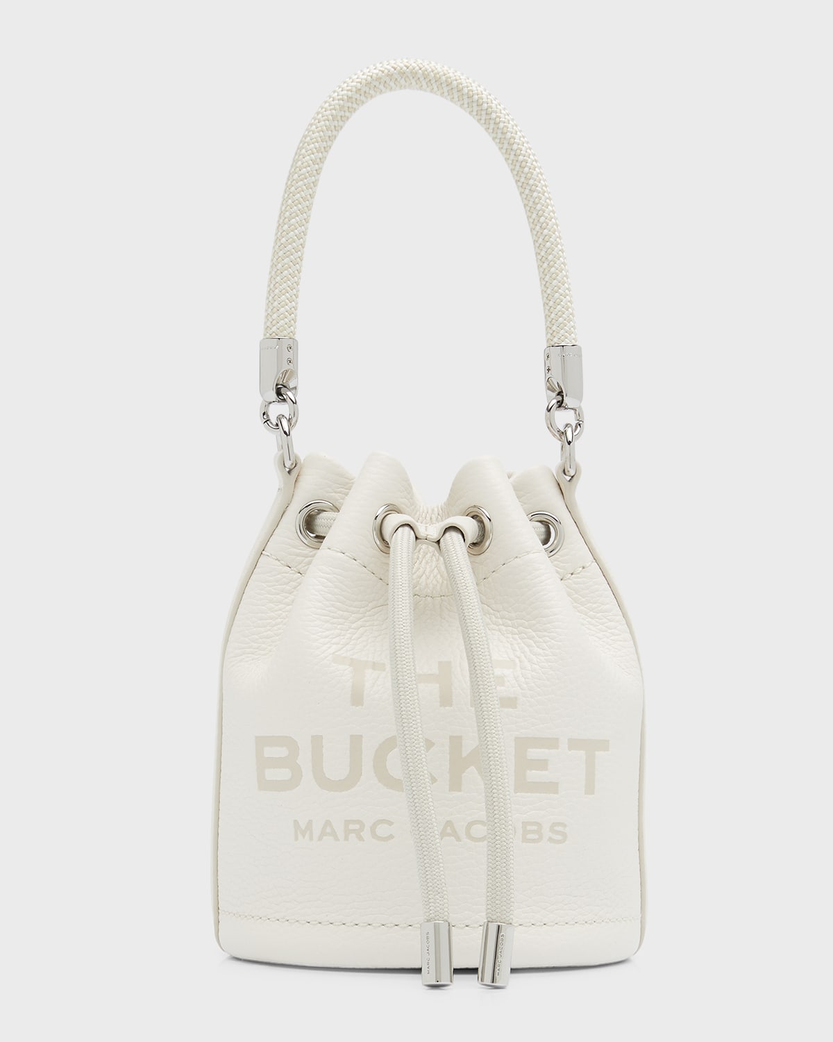 Shop Marc Jacobs The Leather Mini Bucket Bag In Cotton/silver