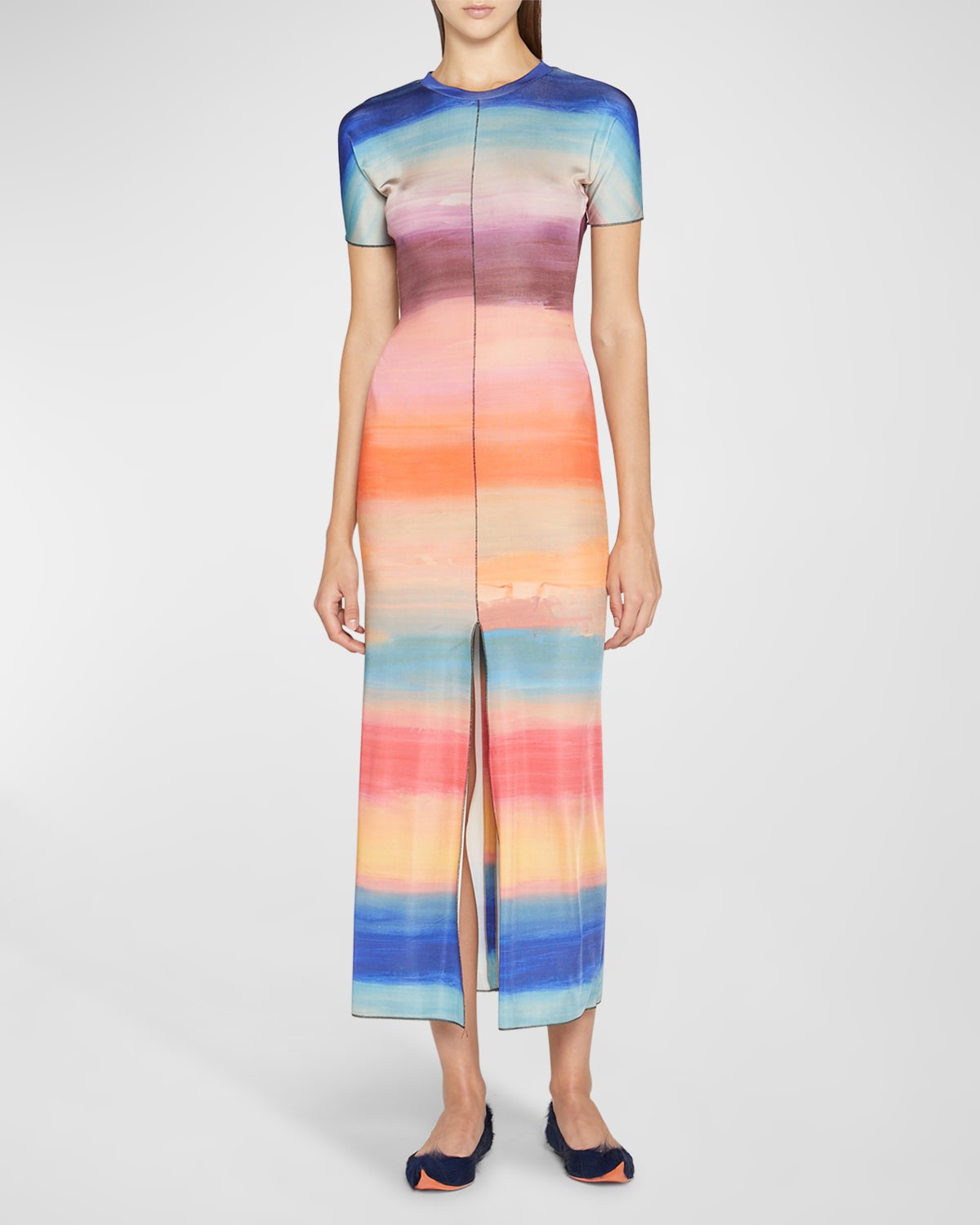 Marni Dyed Ombre Fitted Sheath Dress In Multicolou