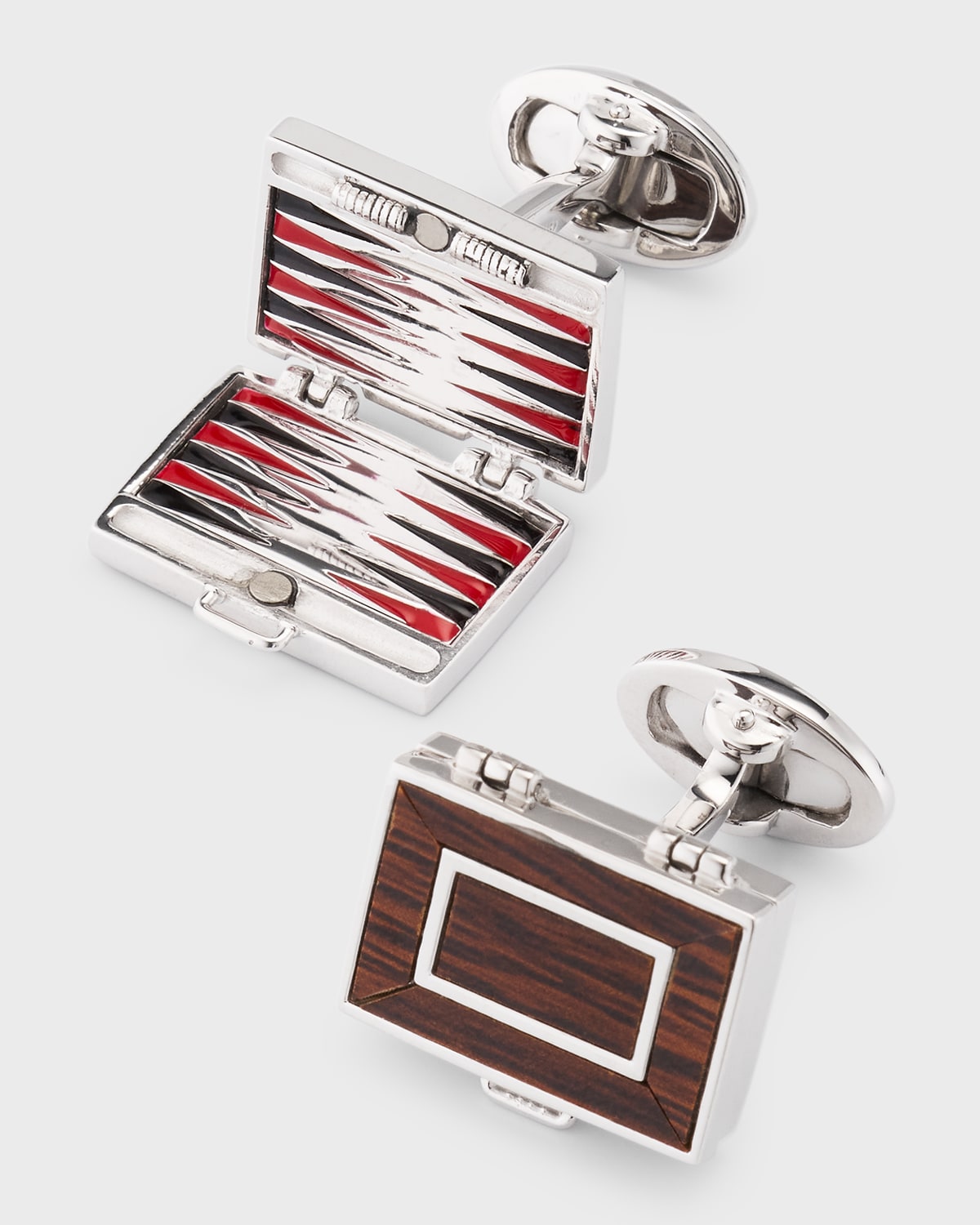 Jan Leslie Men's Backgammon Sterling Silver, Enamel, & Wood Cufflinks In Brown