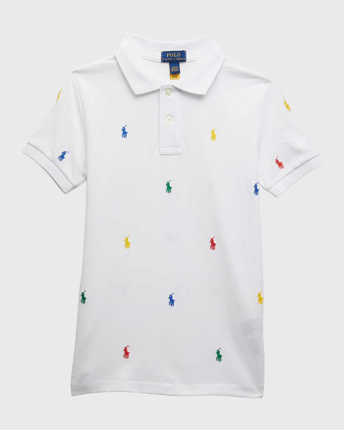 Boy's Multicolor Embroidered Pony Polo Shirt, Size 5-7