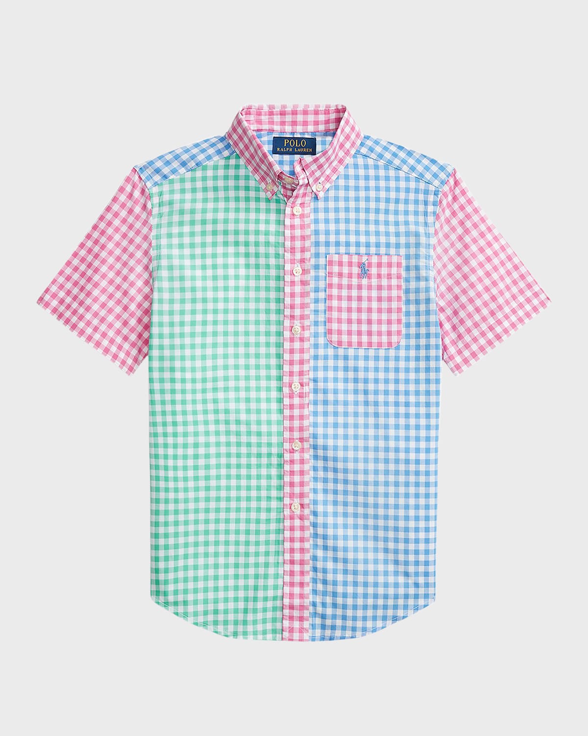 RALPH LAUREN BOY'S MULTICOLOR GINGHAM-PRINT POLO SHIRT