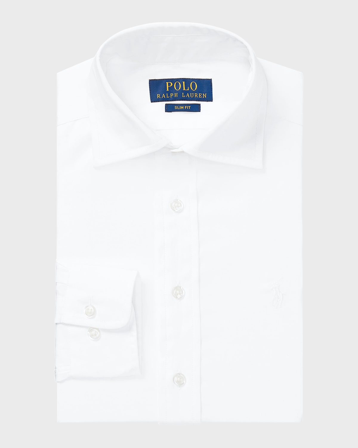 Shop Ralph Lauren Boy's Poplin Embroidered Dress Shirt In White
