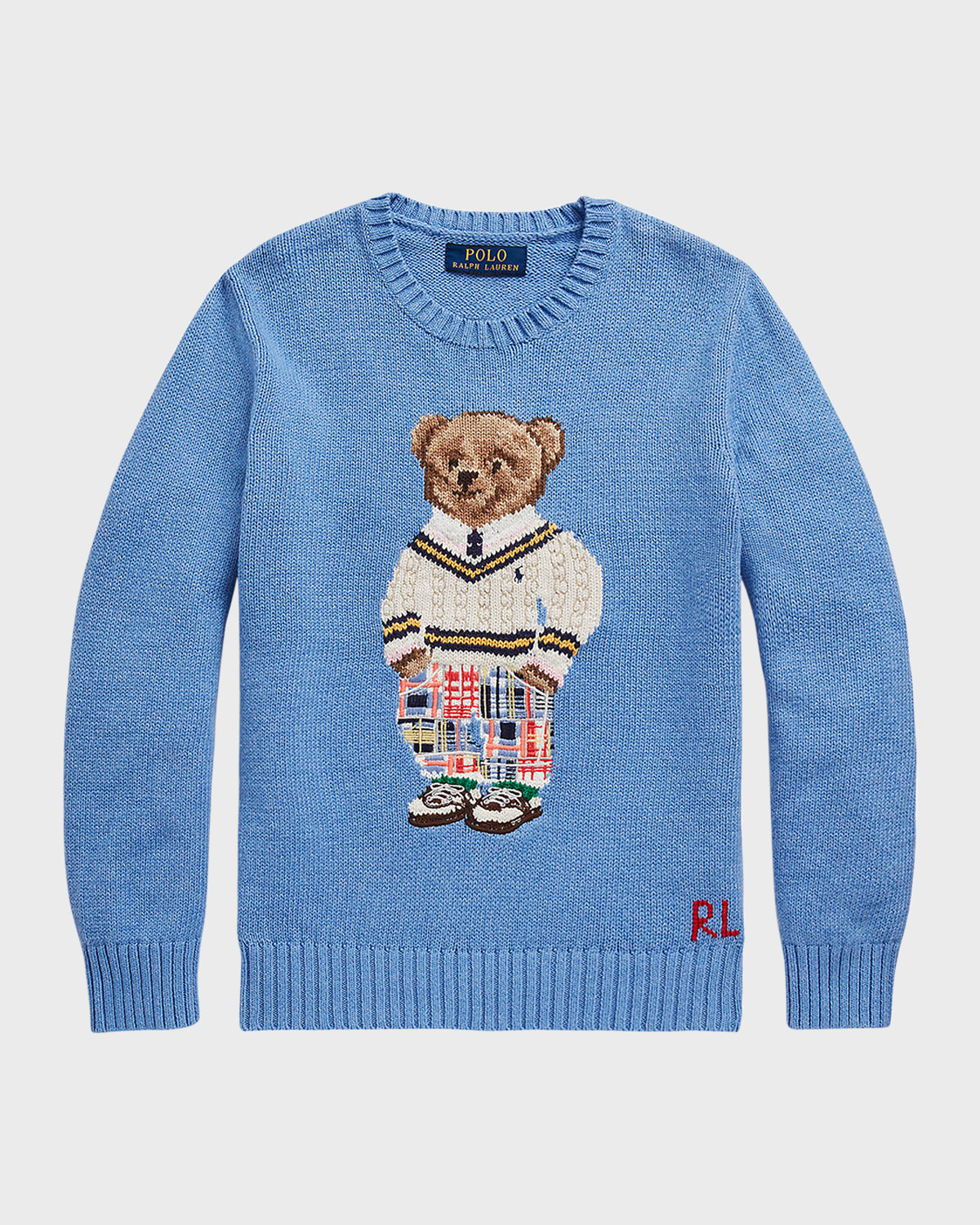 Ralph Lauren Kids' Boy's Polo Bear Intarsia Knit Sweater In Blue
