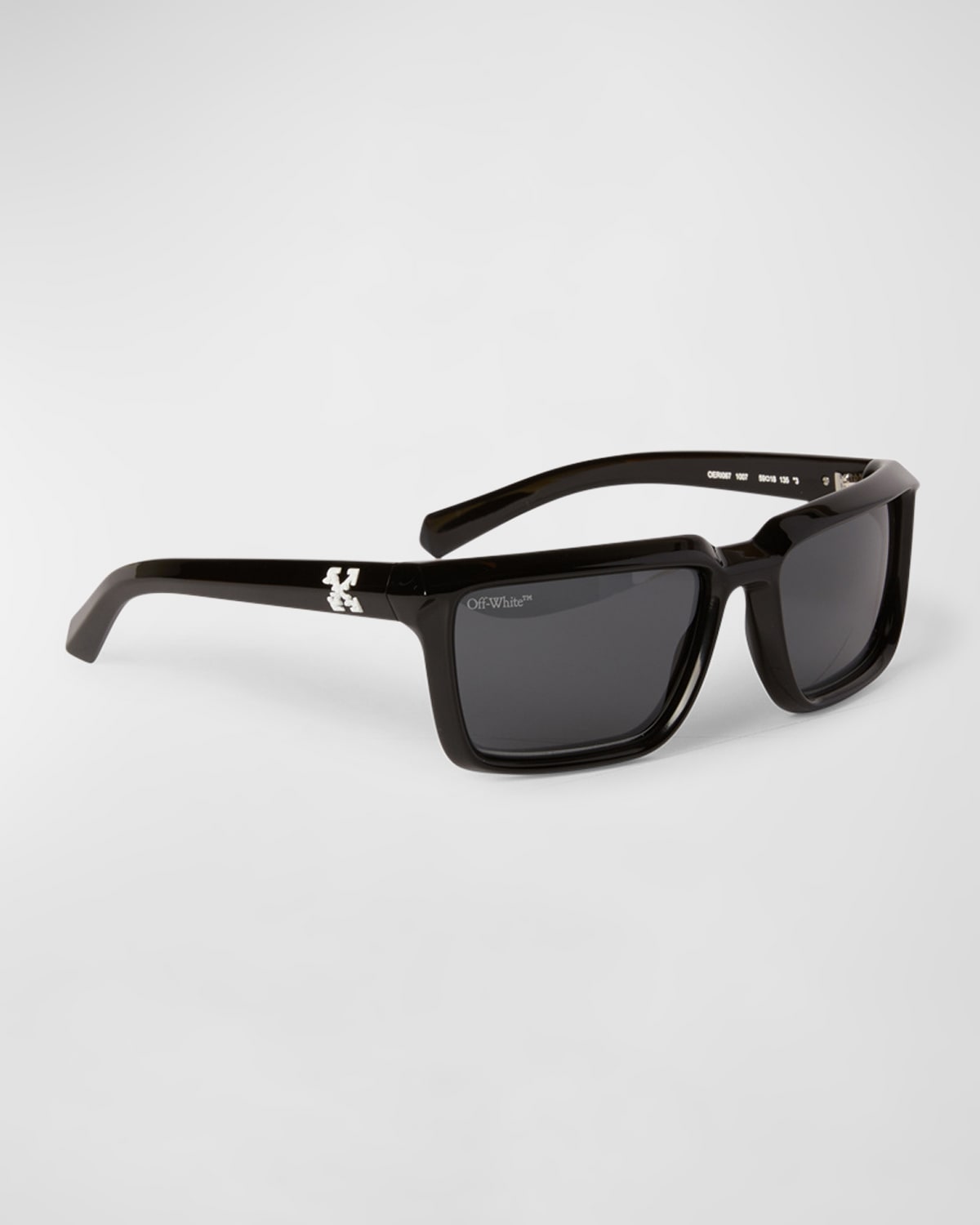Off-white Men's Portland Rectangle Acetate Sunglasses In Black Dark Grey