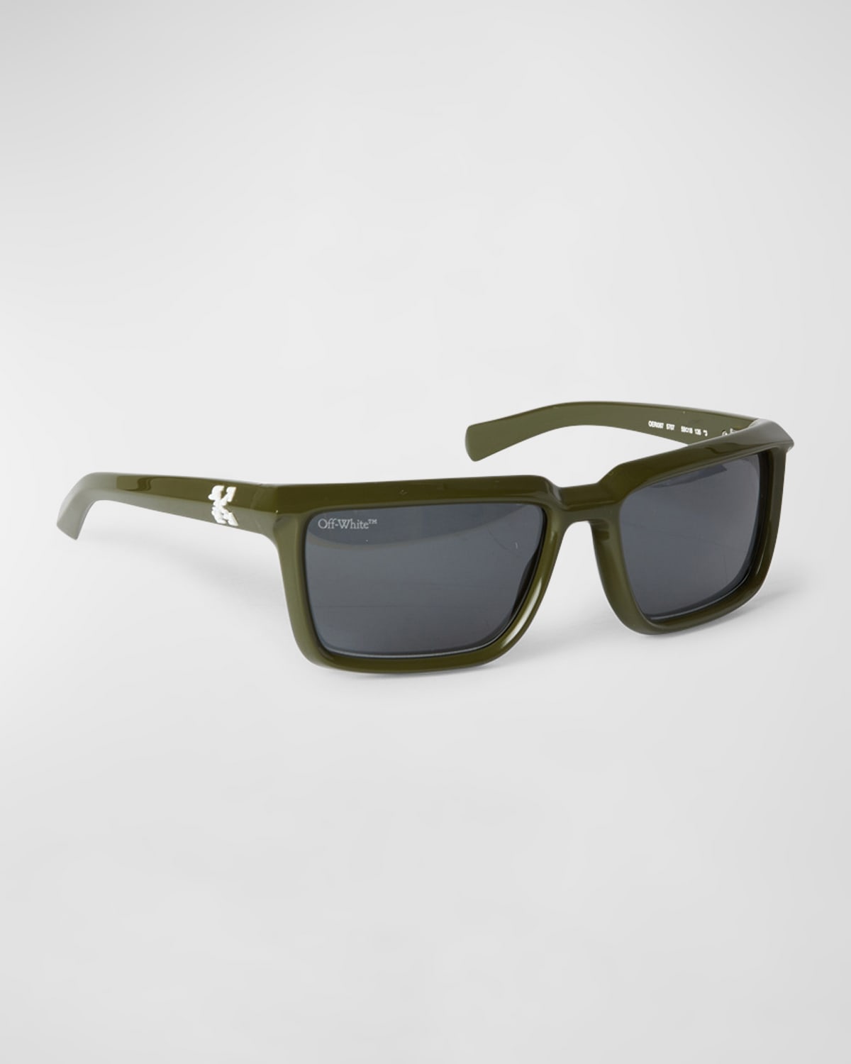 Shop Off-white Men's Portland Rectangle Acetate Sunglasses In Green Dark Grey