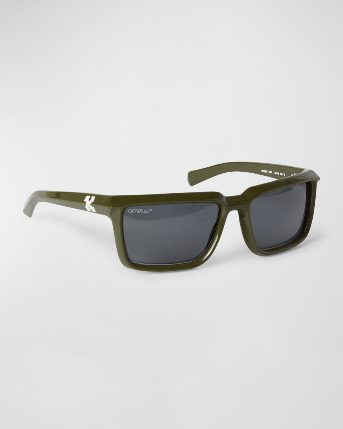 Off-white Men's Portland Rectangle Acetate Sunglasses In Green Dark Grey