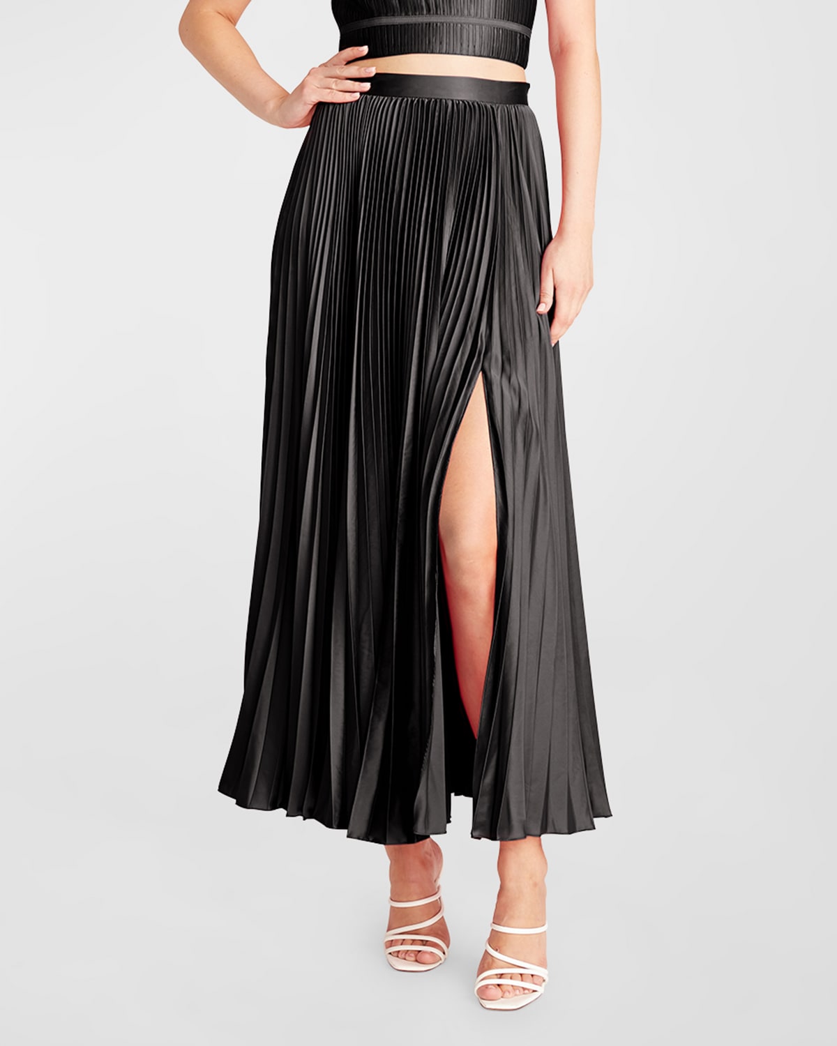 AMUR SOFIE PLEATED MIDI SLIT SKIRT