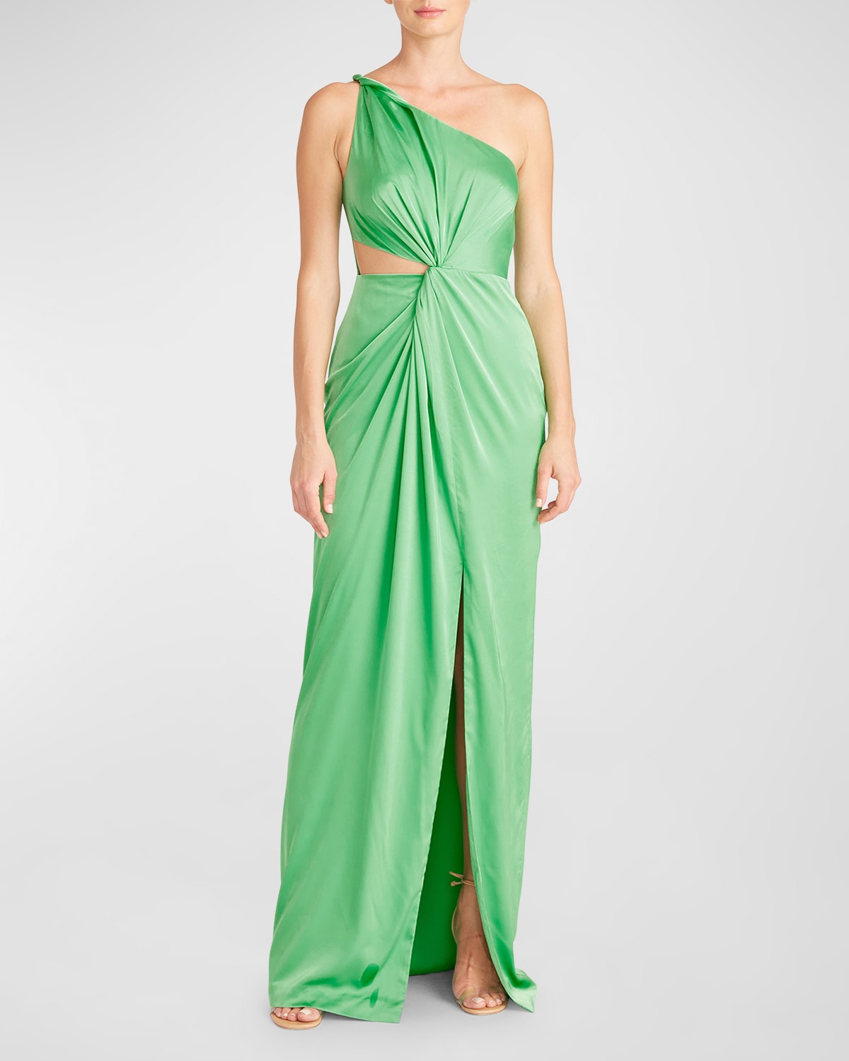Deena Draped Charmeuse One-Shoulder Gown