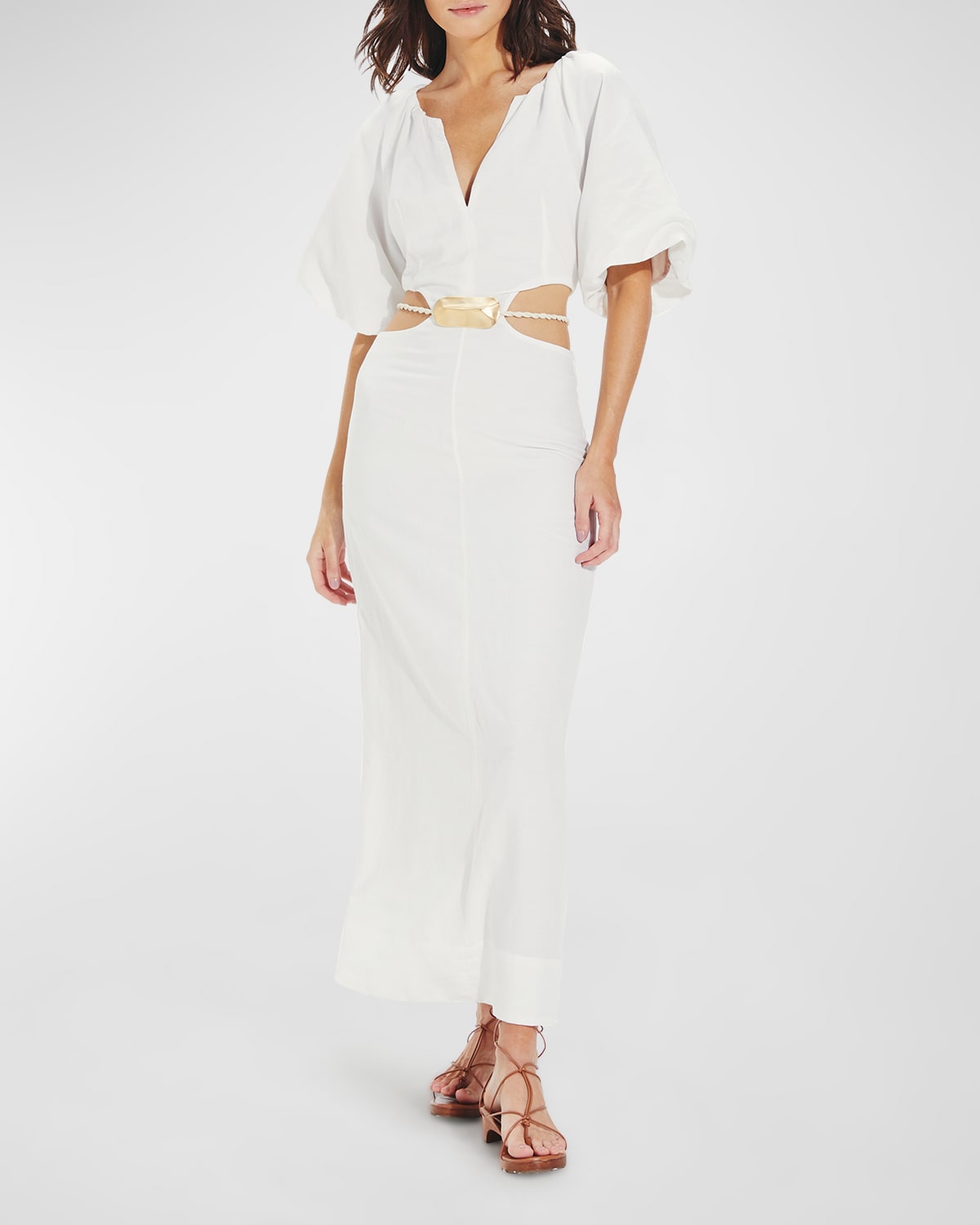 Vix Solid Tanya Cutout Cover Up Dress In Off White