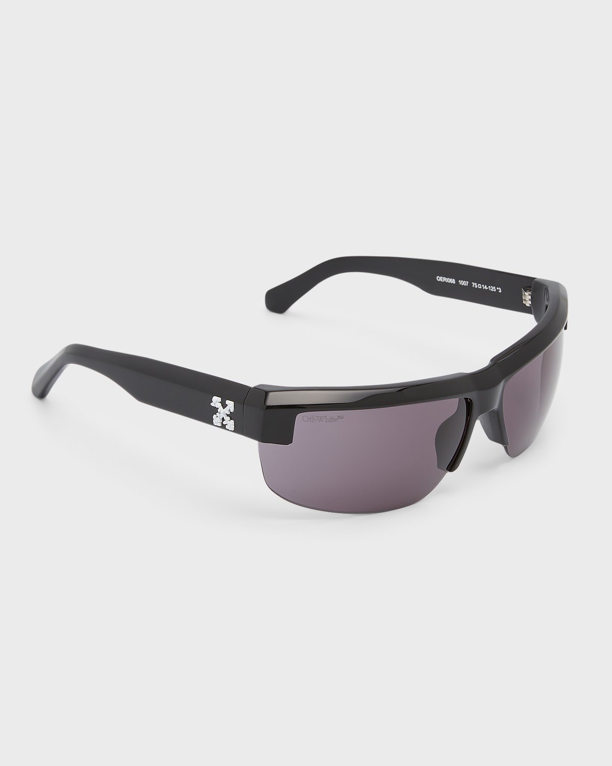 Shop Off-white Men's Toledo Half-rim Acetate Sunglasses In Black Dark Grey