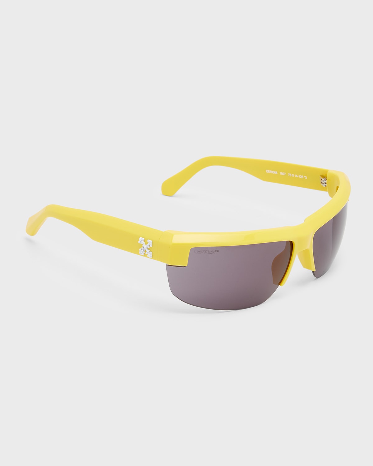 Shop Off-white Men's Toledo Half-rim Acetate Sunglasses In Yellow Dark Grey