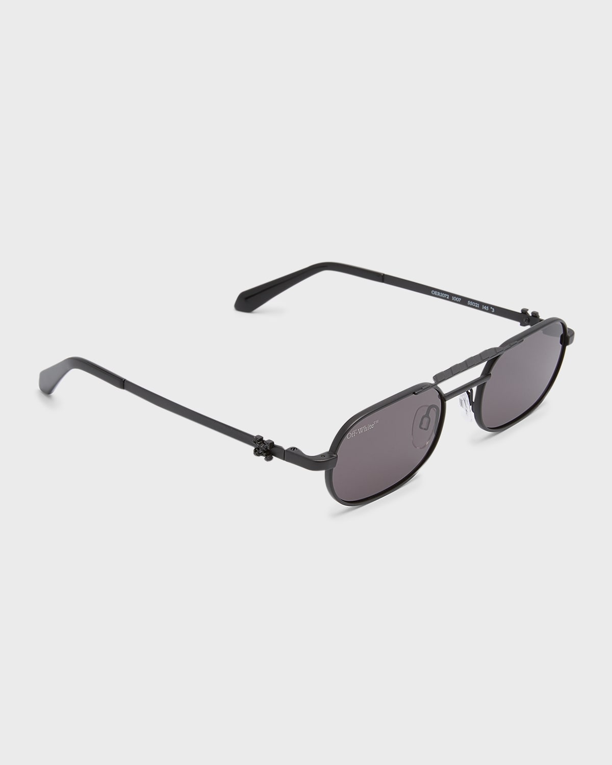 Off-white Men's Baltimore Double-bridge Oval Sunglasses In Black Dark Grey