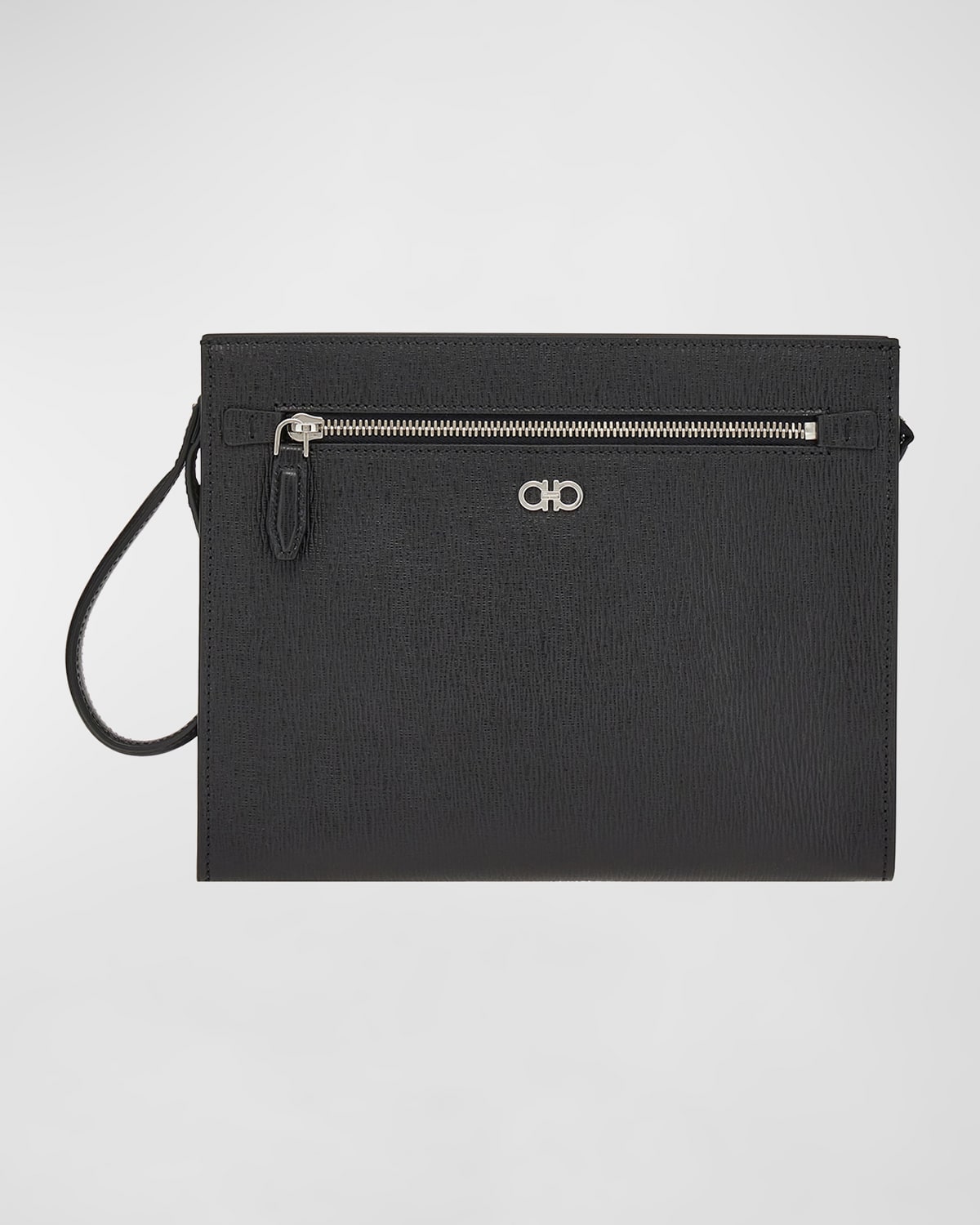 FERRAGAMO MEN'S GANCINI ZIP POUCH 