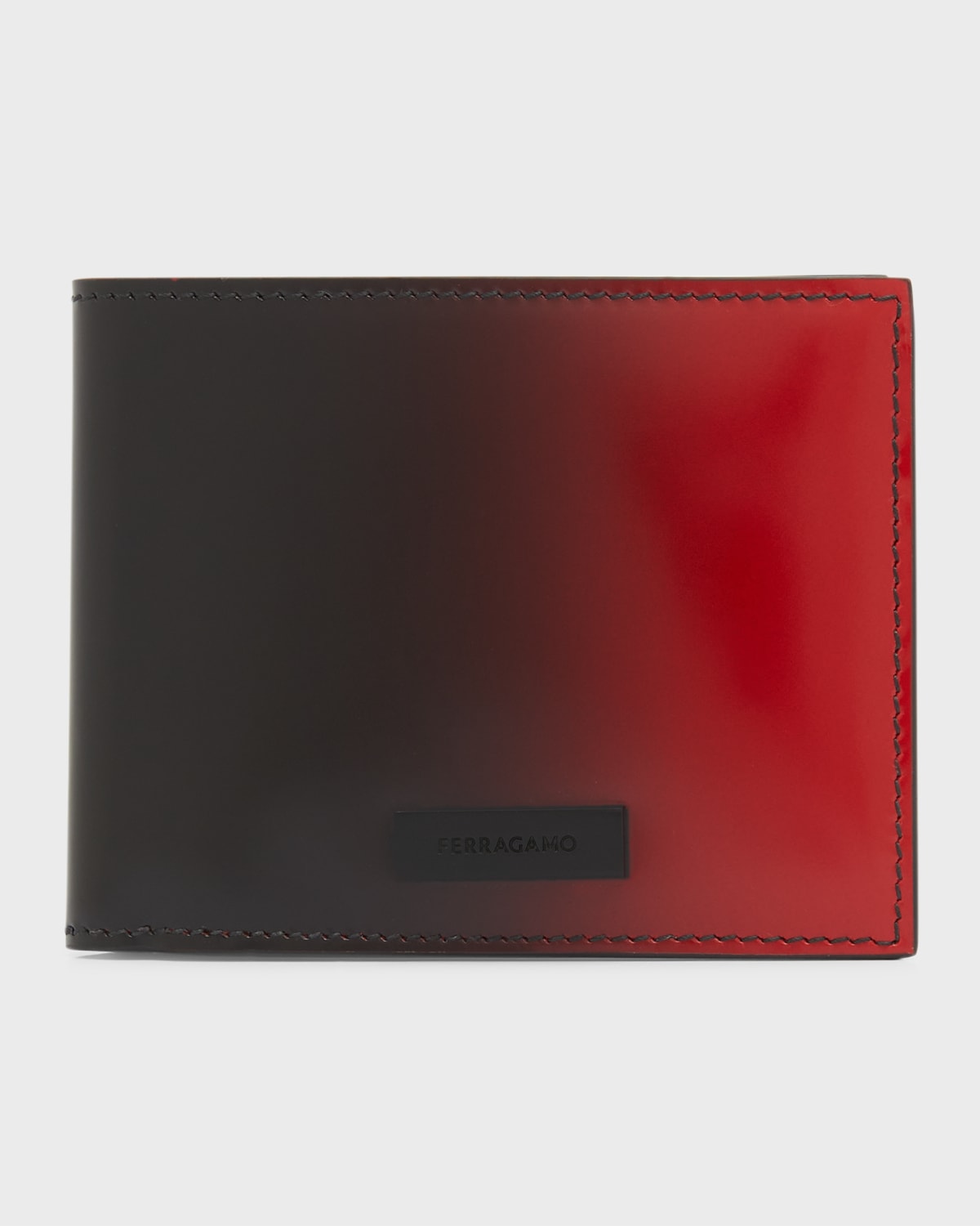 Shop Ferragamo Men's Lingotto Degrade Leather Bifold Wallet In Flame Red