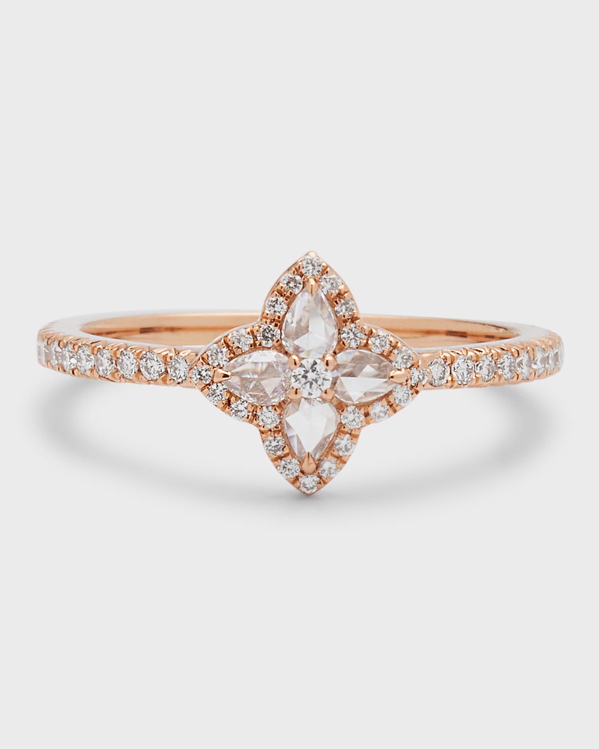 18k Rose Gold Blossom Motif Diamond Ring