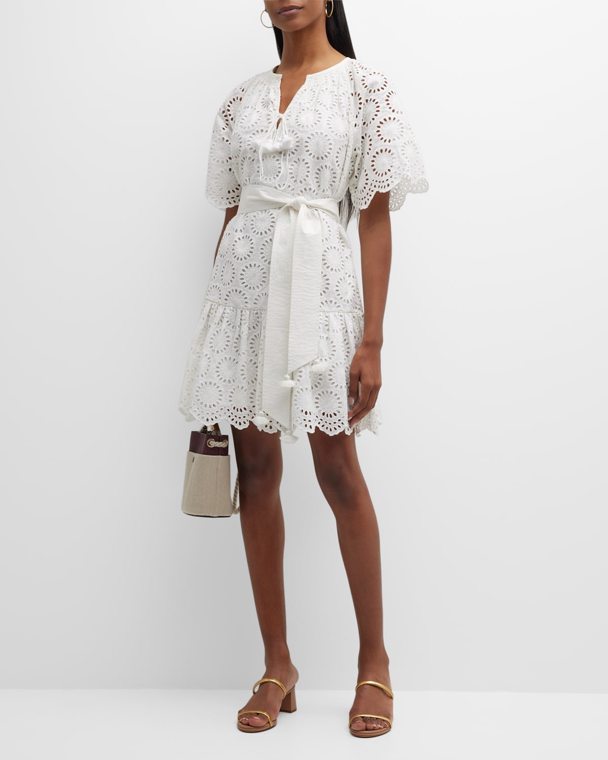 Figue Bria Eyelet Belted Mini Dress
