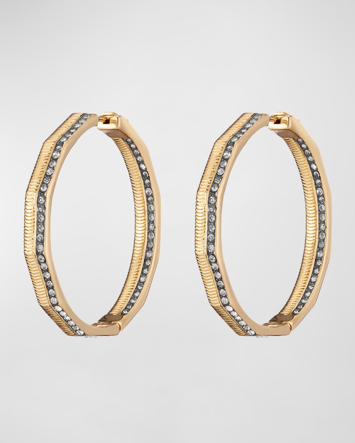 DEMARSON 14K GOLD-PLATED HOOP EARRINGS WITH CRYSTALS