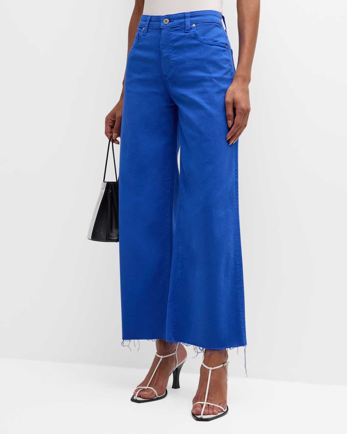 Shop Ag Saige High Rise Wide-leg Crop Jeans In Electric Blue