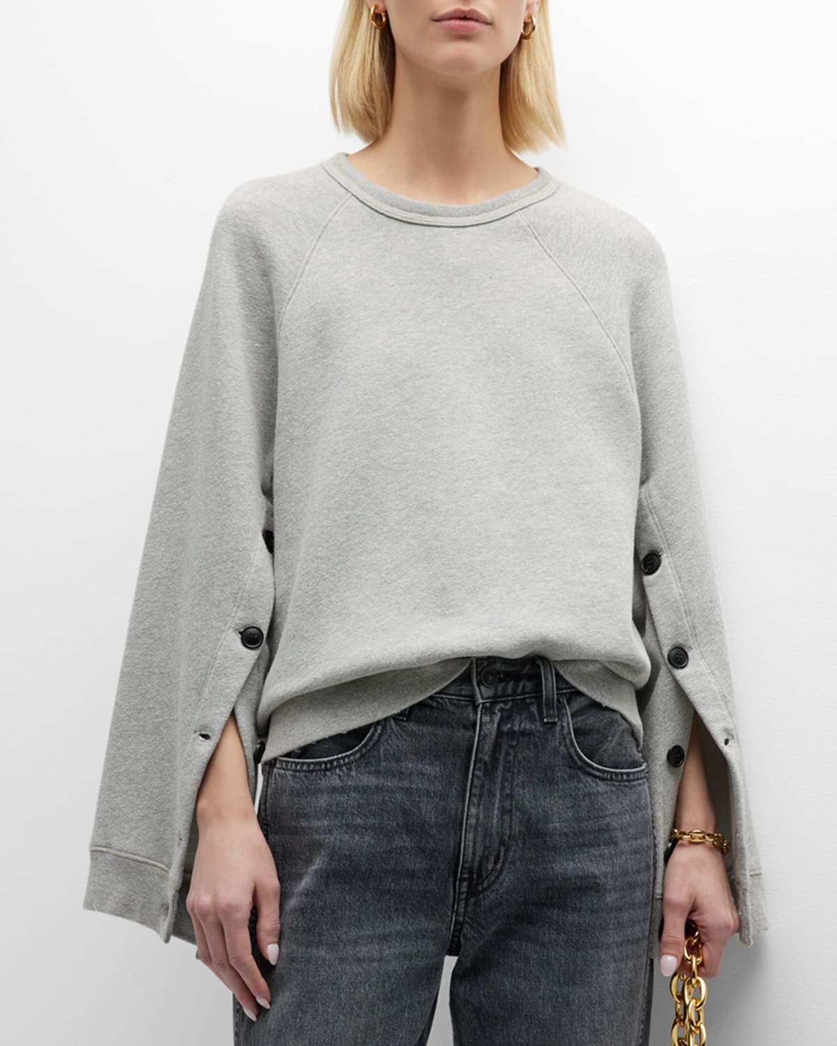 Lynn Button-Sleeve Sweatshirt