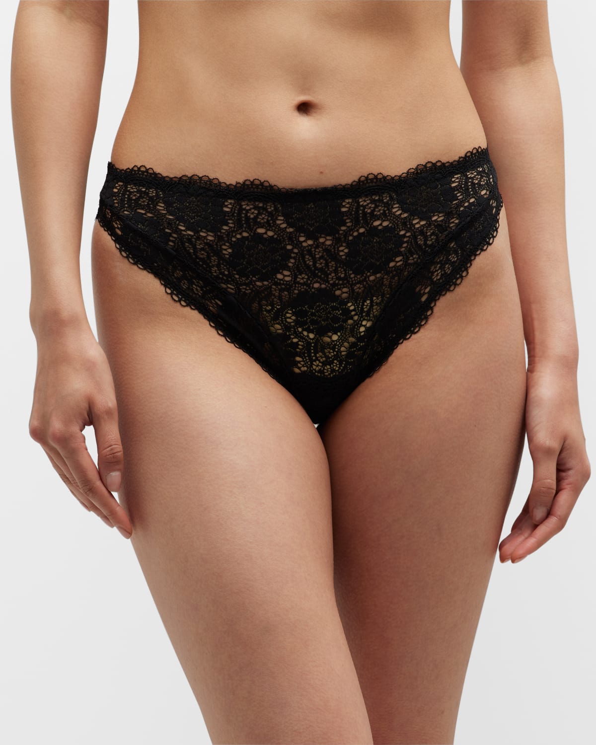 Else Peony Scalloped Floral Lace Thong
