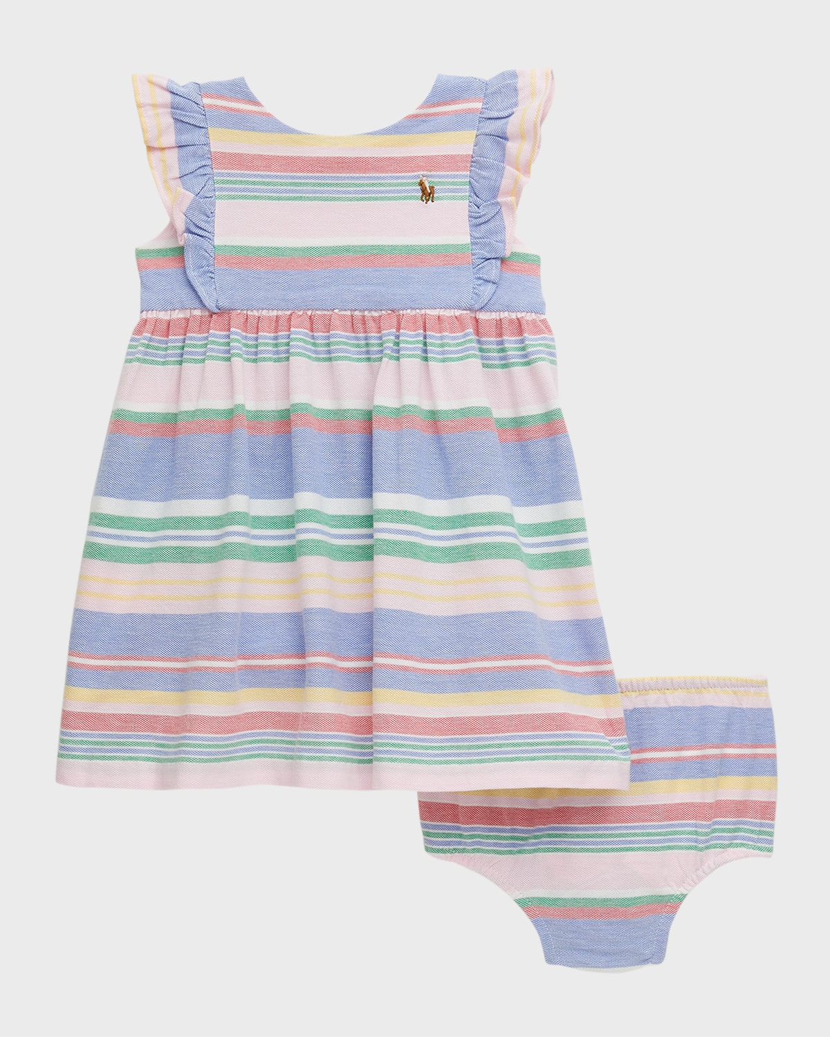 Polo Ralph Lauren Kids' Girl's Oxford Mesh Stripe Dress, 3m-24m In Green Multi