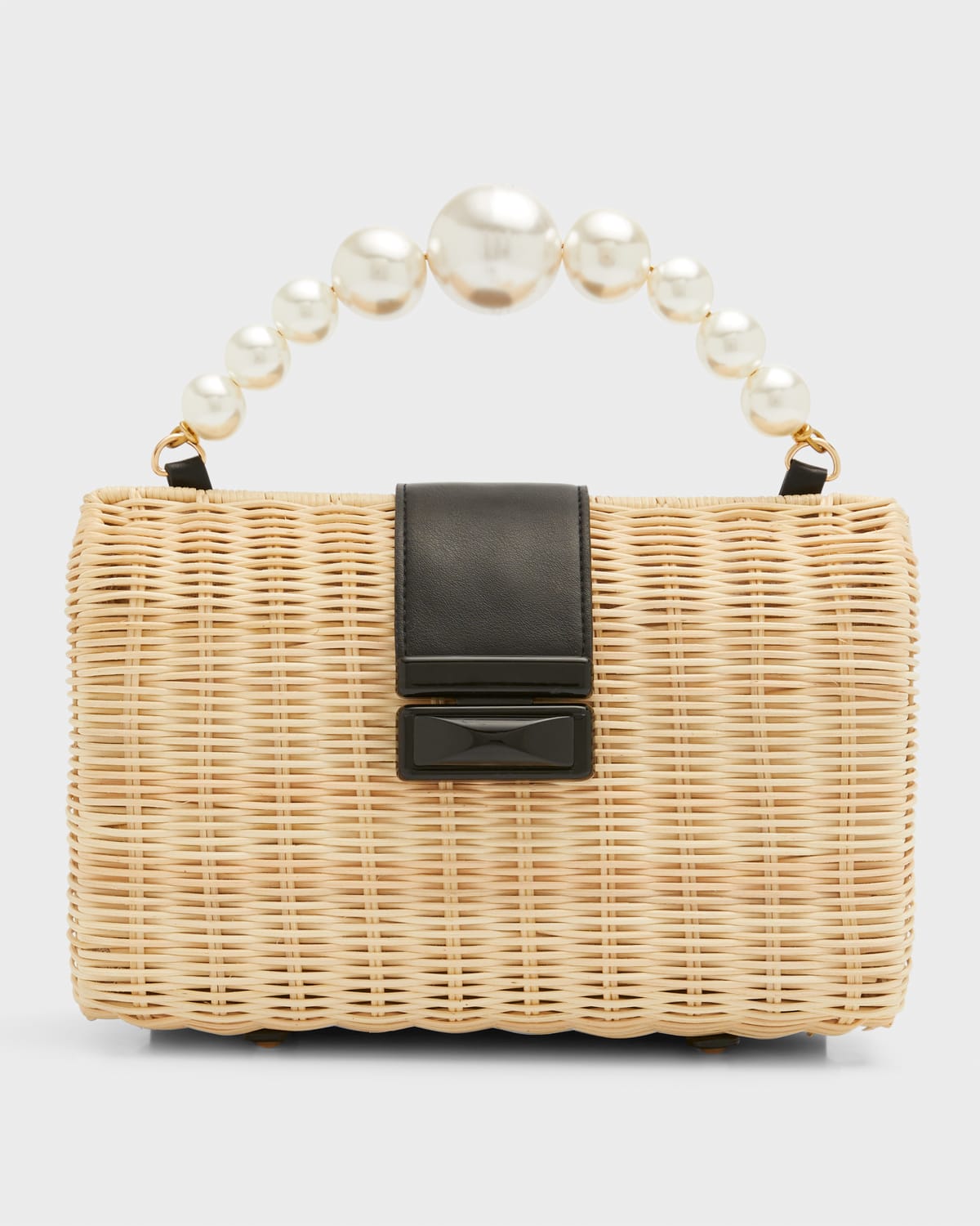 BTB LOS ANGELES COCO BEADED RATTAN TOP-HANDLE BAG