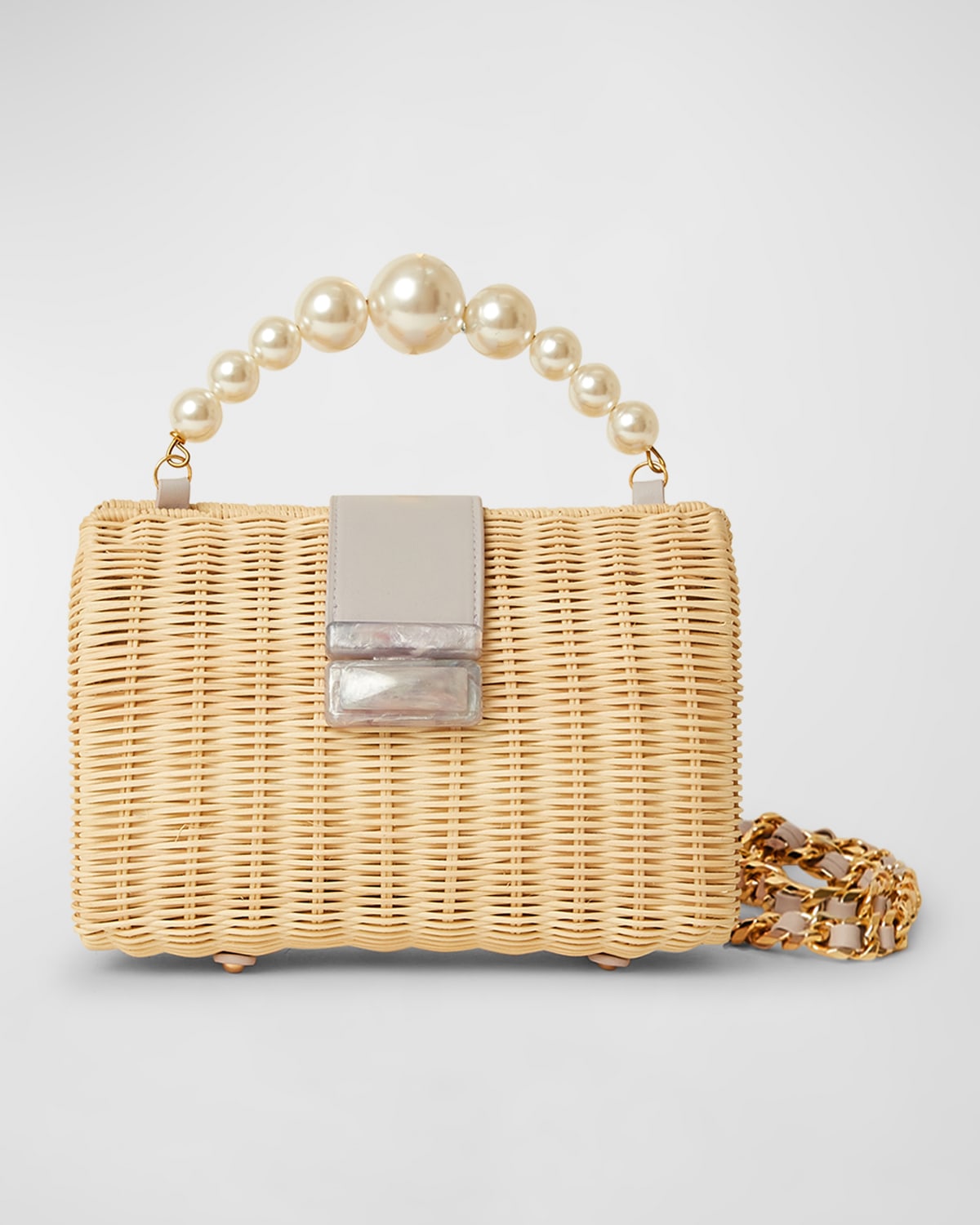 Btb Los Angeles Coco Beaded Rattan Top-handle Bag In Lavender