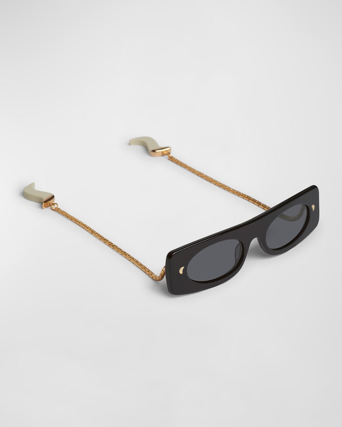 Nanushka Gabri Acetate Rectangle Sunglasses In Black