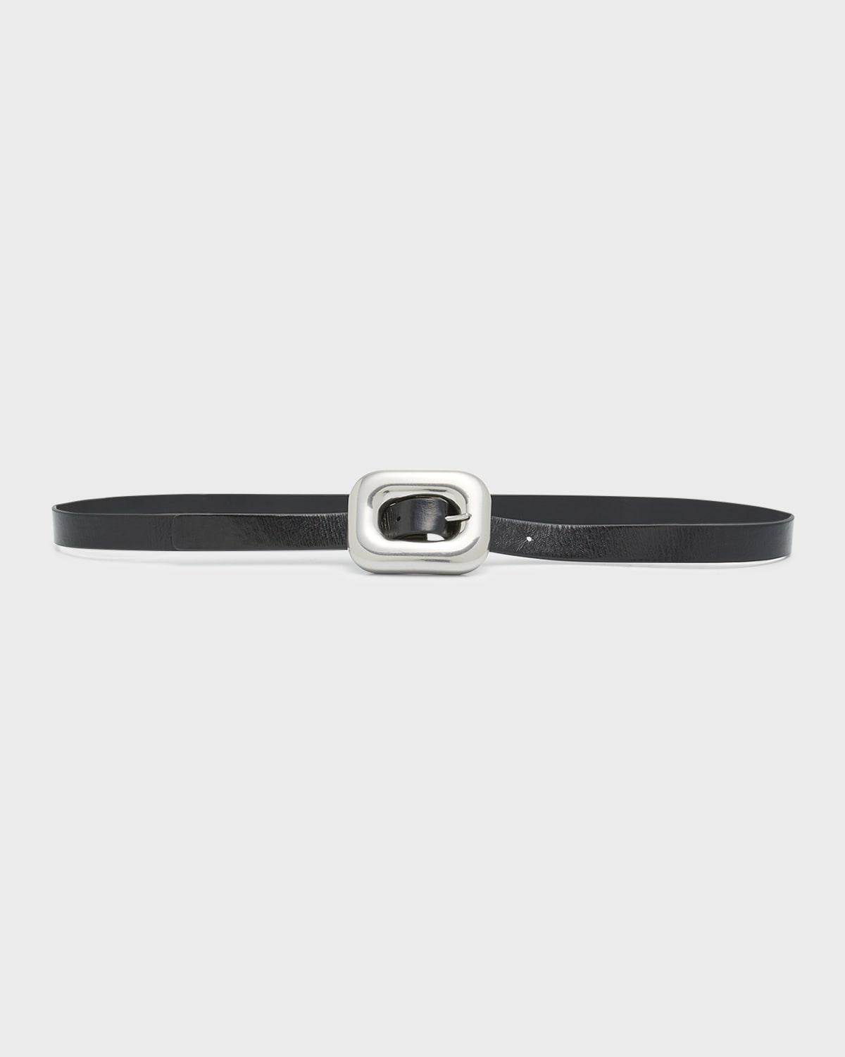 Bottega Veneta Chain Link Skinny Leather Belt In Black Silver