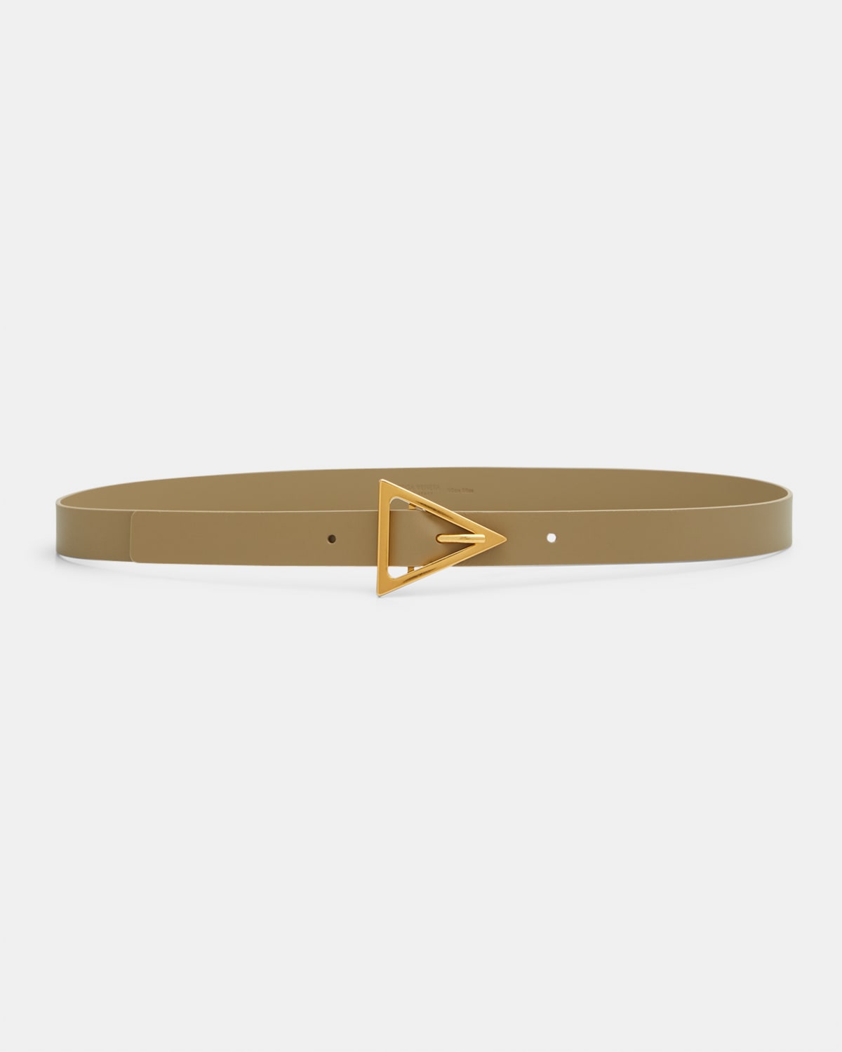 Bottega Veneta Women's Triangle Buckle Leather Belt In Taupe Gold